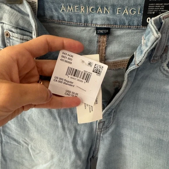 American Eagle 000 curvy dreamy drape wide leg jeans NWT FLAW - Picture 6 of 7